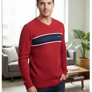 Tommy Hilfiger Thermal Shirt Vintage 90s Big Flag Logo Pullover Mens Size L